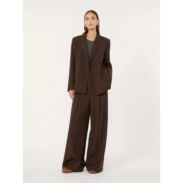 Max Mara Ornati Double-Breasted Wool Blazer in Dark Brown | Blazers | Luxury Shoes 