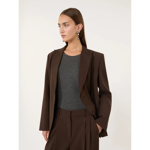 Max Mara Ornati Double-Breasted Wool Blazer in Dark Brown | Blazers | Luxury Shoes 