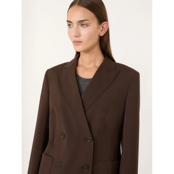 Max Mara Ornati Double-Breasted Wool Blazer in Dark Brown | Blazers | Luxury Shoes 