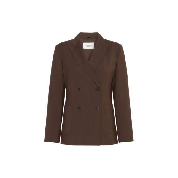 Max Mara Ornati Double-Breasted Wool Blazer in Dark Brown | Blazers | Luxury Shoes 