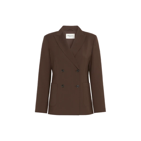 Max Mara Ornati Double-Breasted Wool Blazer in Dark Brown | Blazers | Luxury Shoes 