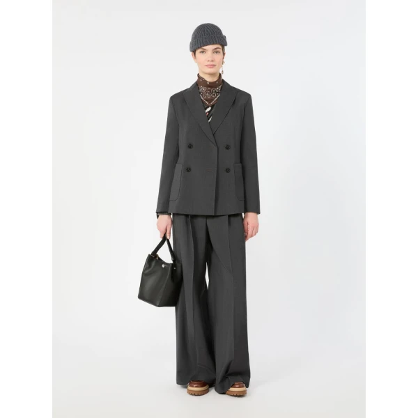 Max Mara Ornati Double-Breasted Wool Blazer in Dark Grey | Blazers | Luxury Shoes 
