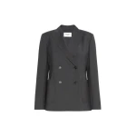 Max Mara Ornati Double-Breasted Wool Blazer in Dark Grey | Blazers | Luxury Shoes 