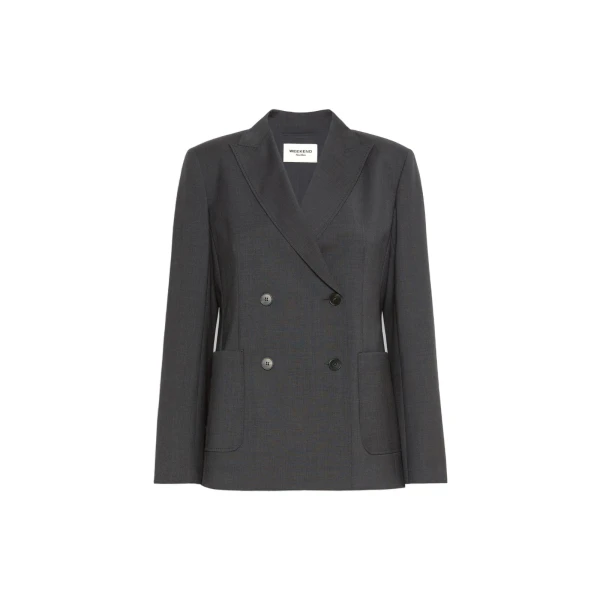 Max Mara Ornati Double-Breasted Wool Blazer in Dark Grey | Blazers | Luxury Shoes 