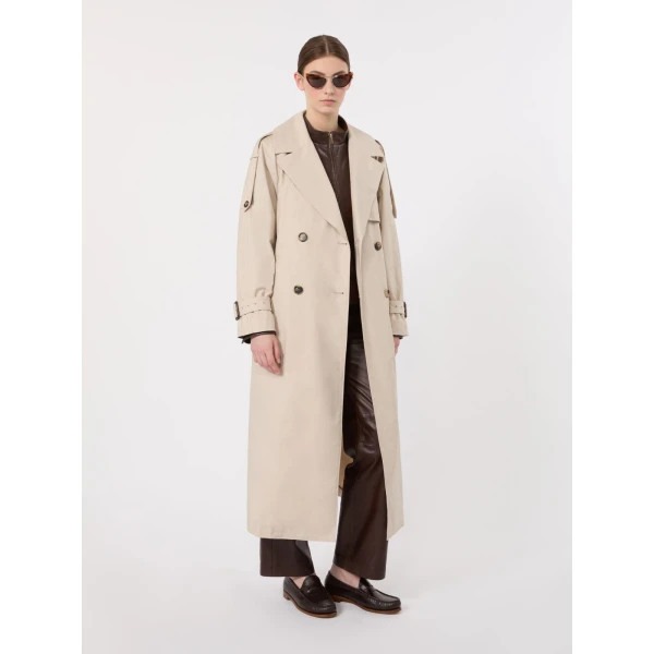 Max Mara Oro Long Double-Breasted Water-Repellent Trench Coat in Beige | Trench Coat | Luxury Shoes 