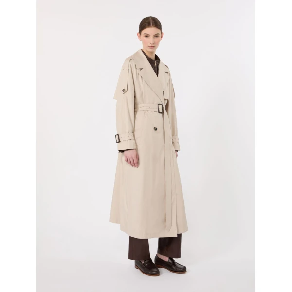 Max Mara Oro Long Double-Breasted Water-Repellent Trench Coat in Beige | Trench Coat | Luxury Shoes 