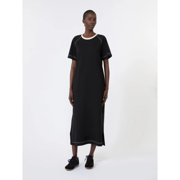 Max Mara Oscuri Long Cotton-Blend Jersey Dress in Black | Maxi Dresses | Luxury Shoes 
