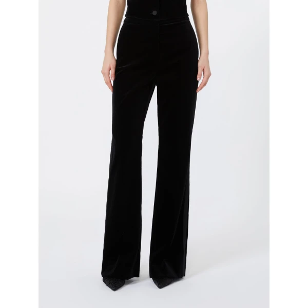 Max Mara Oscuri Velvet Tuxedo Trousers in Black | Wide leg pants | Luxury Shoes 