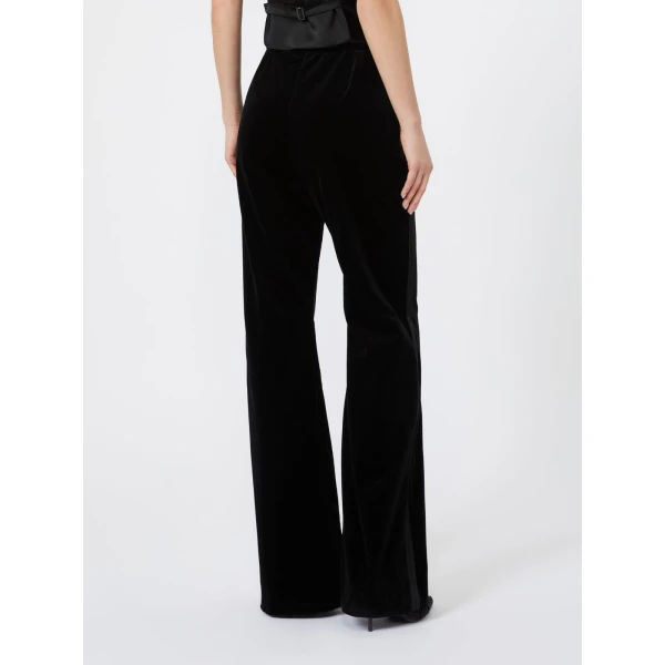 Max Mara Oscuri Velvet Tuxedo Trousers in Black | Wide leg pants | Luxury Shoes 