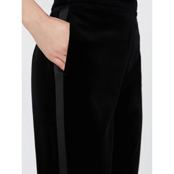 Max Mara Oscuri Velvet Tuxedo Trousers in Black | Wide leg pants | Luxury Shoes 