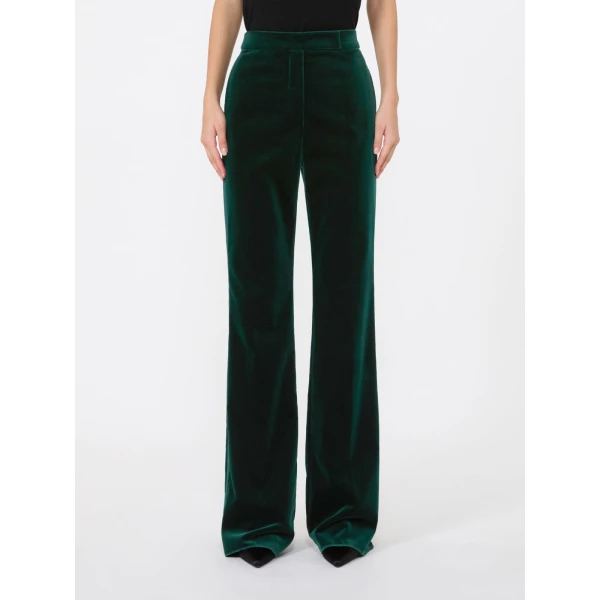 Max Mara Oscuri Velvet Tuxedo Trousers in Emerald | Wide leg pants | Luxury Shoes 