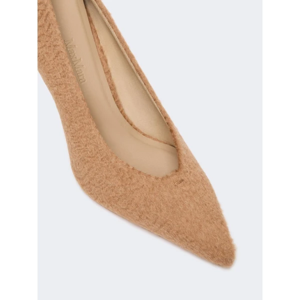 Max Mara Oscuro Camel Drap Court Shoes in Camel | Heels | Luxury Shoes 