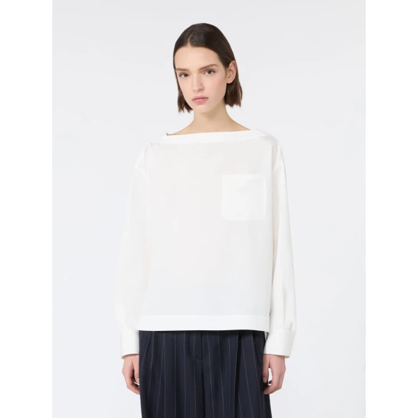Max Mara Oscuro Cotton Poplin Blouse in White | Blouse | Luxury Shoes 