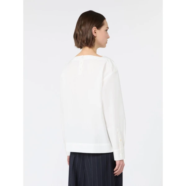 Max Mara Oscuro Cotton Poplin Blouse in White | Blouse | Luxury Shoes 