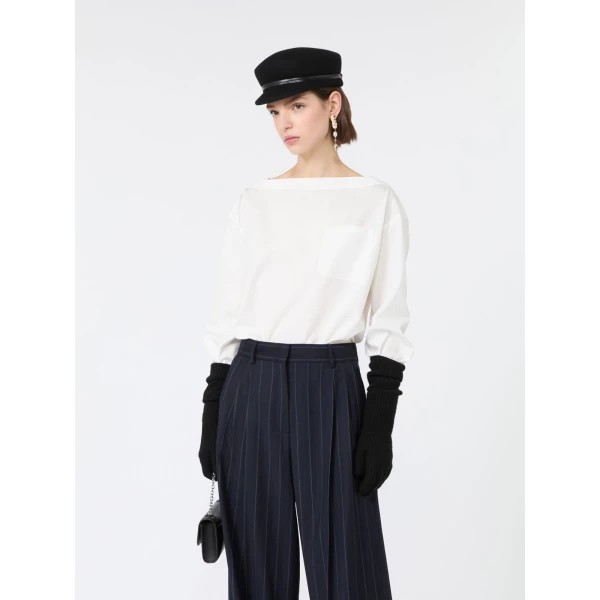 Max Mara Oscuro Cotton Poplin Blouse in White | Blouse | Luxury Shoes 