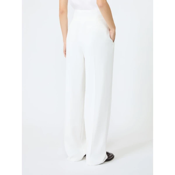 Max Mara Oscuro Slim-Fit Compact Cady Trousers in White | Tailored pants | Luxury Shoes 