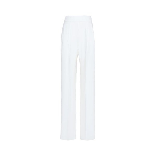 Max Mara Oscuro Slim-Fit Compact Cady Trousers in White | Tailored pants | Luxury Shoes 