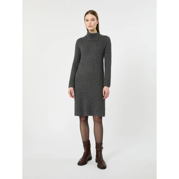 Max Mara Oscuro Wool and Cashmere Knit Midi Dress in Dark Grey | Mini Dresses | Luxury Shoes 