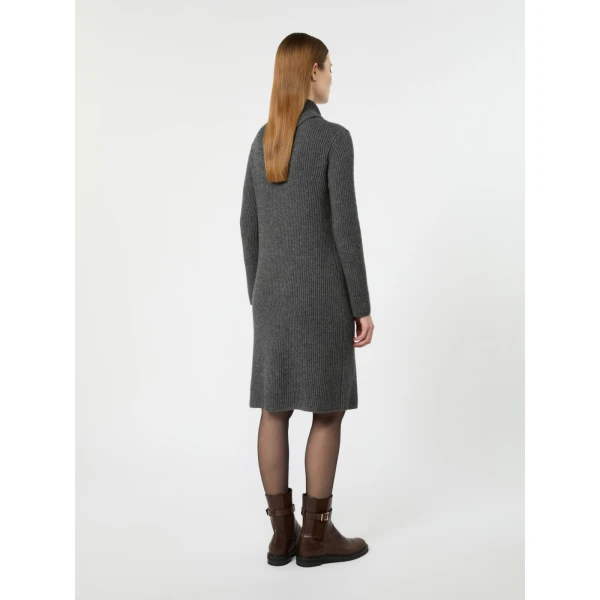 Max Mara Oscuro Wool and Cashmere Knit Midi Dress in Dark Grey | Mini Dresses | Luxury Shoes 