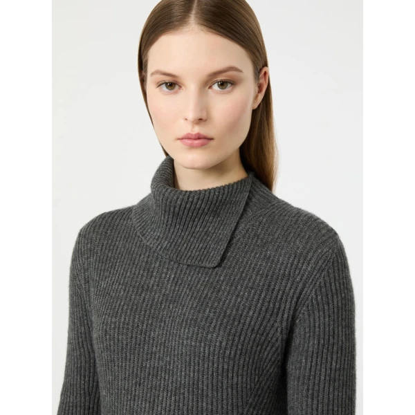 Max Mara Oscuro Wool and Cashmere Knit Midi Dress in Dark Grey | Mini Dresses | Luxury Shoes 