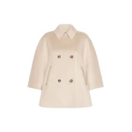 Max Mara Ospite Double-Breasted Cashmere Cape in Sand | Coats | Luxury Shoes 