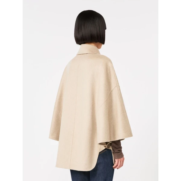 Max Mara Ospite Double-Breasted Cashmere Cape in Sand | Coats | Luxury Shoes 