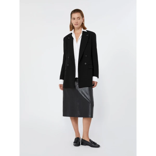 Max Mara Osso Double-Breasted Wool Cady Blazer in Black | Blazers | Luxury Shoes 