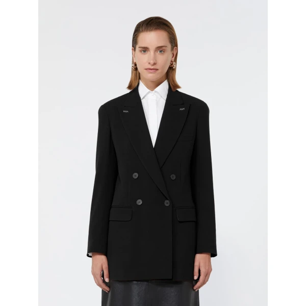 Max Mara Osso Double-Breasted Wool Cady Blazer in Black | Blazers | Luxury Shoes 