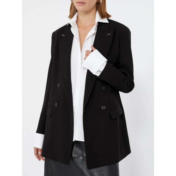 Max Mara Osso Double-Breasted Wool Cady Blazer in Black | Blazers | Luxury Shoes 