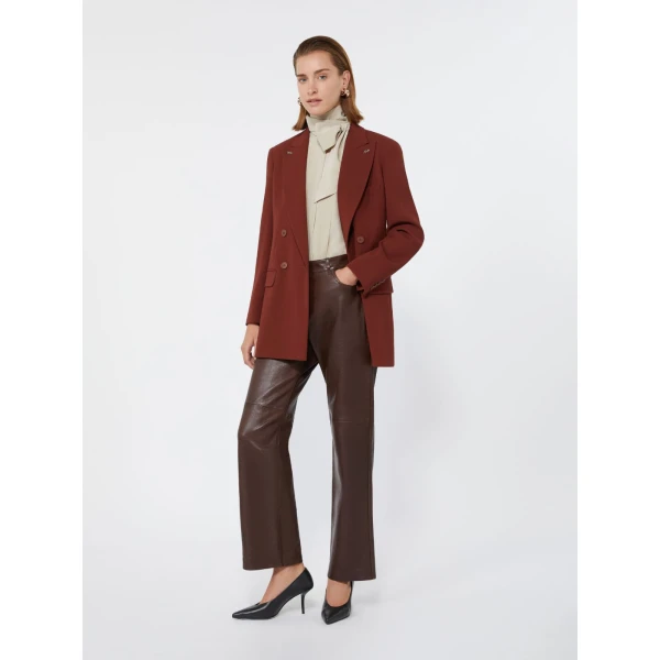Max Mara Osso Double-Breasted Wool Cady Blazer in Brick Red | Blazers | Luxury Shoes 