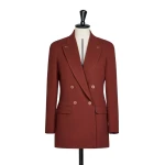 Max Mara Osso Double-Breasted Wool Cady Blazer in Brick Red | Blazers | Luxury Shoes 
