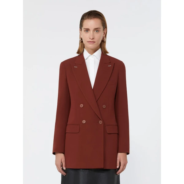 Max Mara Osso Double-Breasted Wool Cady Blazer in Brick Red | Blazers | Luxury Shoes 