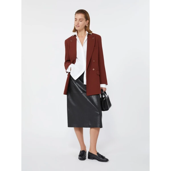 Max Mara Osso Double-Breasted Wool Cady Blazer in Brick Red | Blazers | Luxury Shoes 