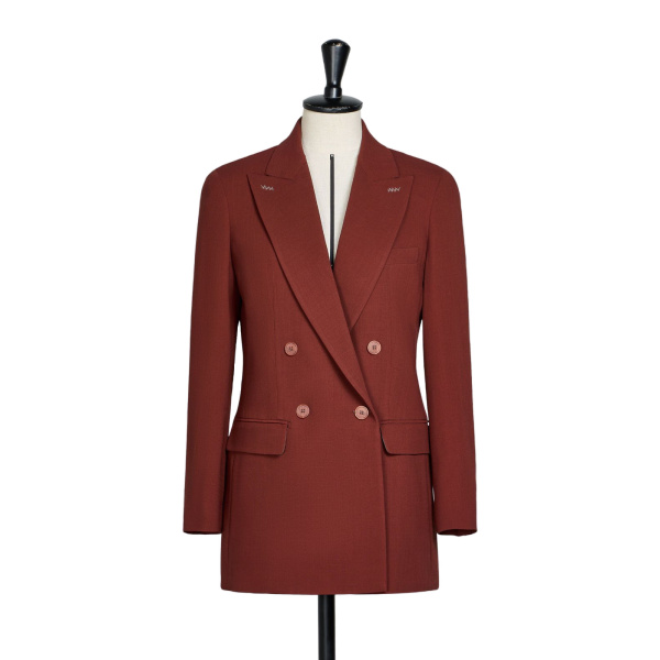 Max Mara Osso Double-Breasted Wool Cady Blazer in Brick Red | Blazers | Luxury Shoes 