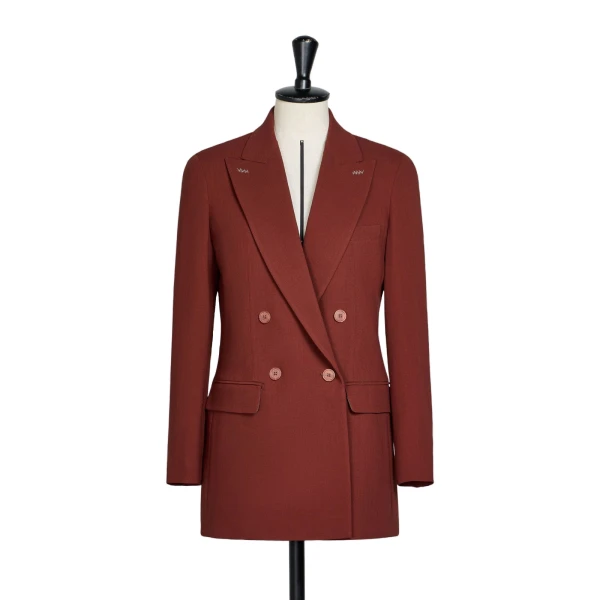 Max Mara Osso Double-Breasted Wool Cady Blazer in Brick Red | Blazers | Luxury Shoes 