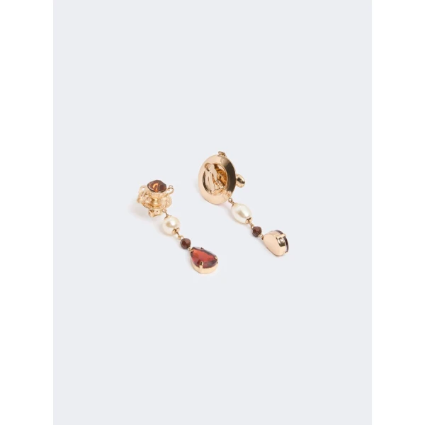 Max Mara Ottano Drop Pendant Earrings in Gold | Earrings | Luxury Shoes 