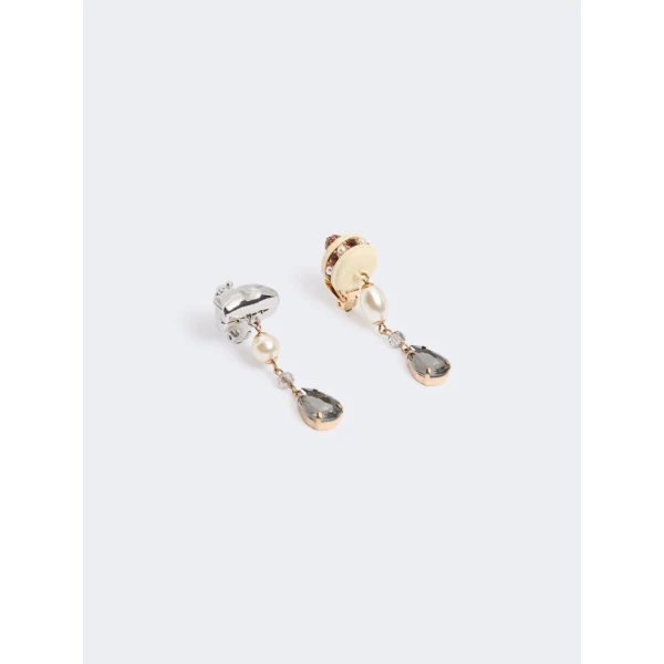 Max Mara Ottano Drop Pendant Earrings in Silver | Earrings | Luxury Shoes 