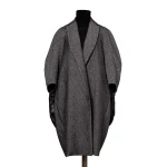 Max Mara Ottanta Jacquard Cape Coat in Medium Grey | Coats | Luxury Shoes 