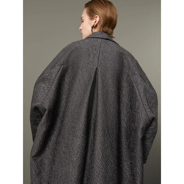 Max Mara Ottanta Jacquard Cape Coat in Medium Grey | Coats | Luxury Shoes 