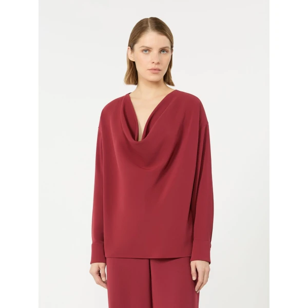 Max Mara Ottimo Technical Cady Blouse in Ruby | Blouse | Luxury Shoes 