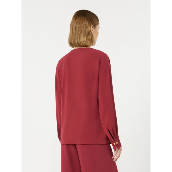 Max Mara Ottimo Technical Cady Blouse in Ruby | Blouse | Luxury Shoes 