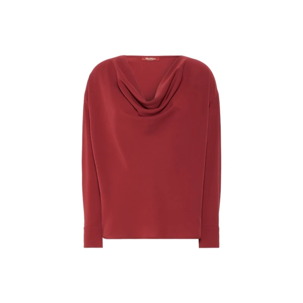 Max Mara Ottimo Technical Cady Blouse in Ruby | Blouse | Luxury Shoes 
