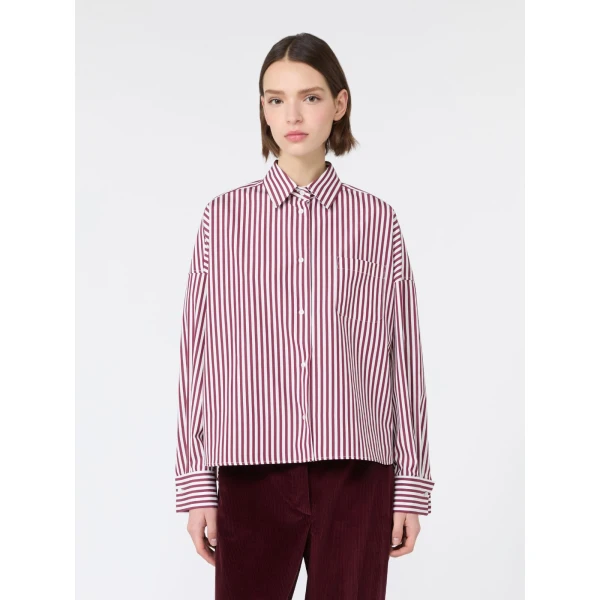 Max Mara Ovatta Boxy Cotton Poplin Shirt in Bordeaux | Shirts | Luxury Shoes 