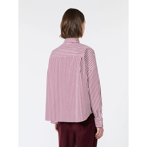 Max Mara Ovatta Boxy Cotton Poplin Shirt in Bordeaux | Shirts | Luxury Shoes 