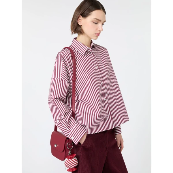 Max Mara Ovatta Boxy Cotton Poplin Shirt in Bordeaux | Shirts | Luxury Shoes 