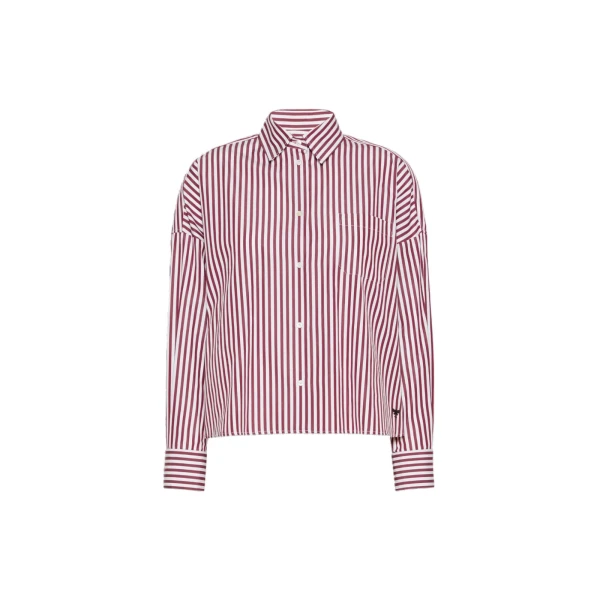 Max Mara Ovatta Boxy Cotton Poplin Shirt in Bordeaux | Shirts | Luxury Shoes 
