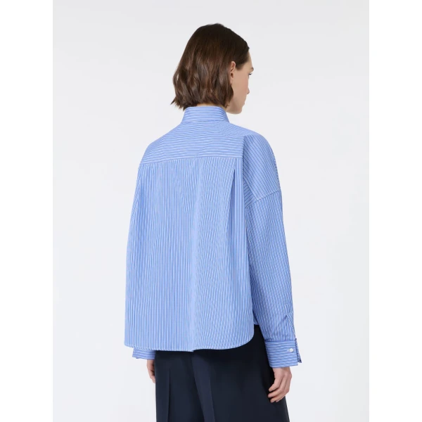 Max Mara Ovatta Boxy Cotton Poplin Shirt in Cornflower Blue | Shirts | Luxury Shoes 