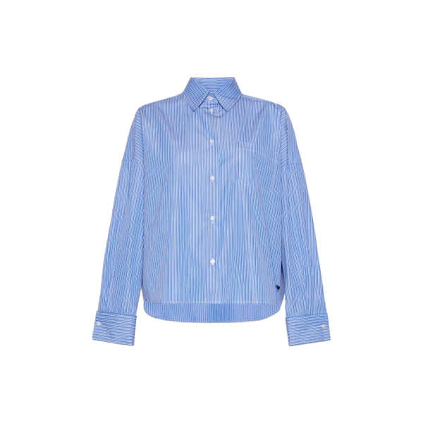 Max Mara Ovatta Boxy Cotton Poplin Shirt in Cornflower Blue | Shirts | Luxury Shoes 