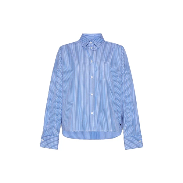 Max Mara Ovatta Boxy Cotton Poplin Shirt in Cornflower Blue | Shirts | Luxury Shoes 
