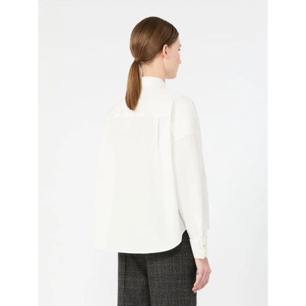 Max Mara Ovatta Boxy Cotton Poplin Shirt in White | Shirts | Luxury Shoes 